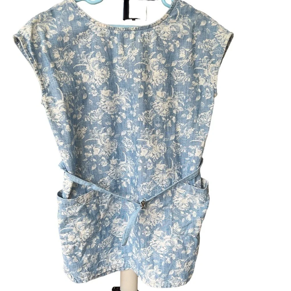 Gap Kids Little Girl Blue White Floral Print Denim Jean Dress size XS(4-5years)
